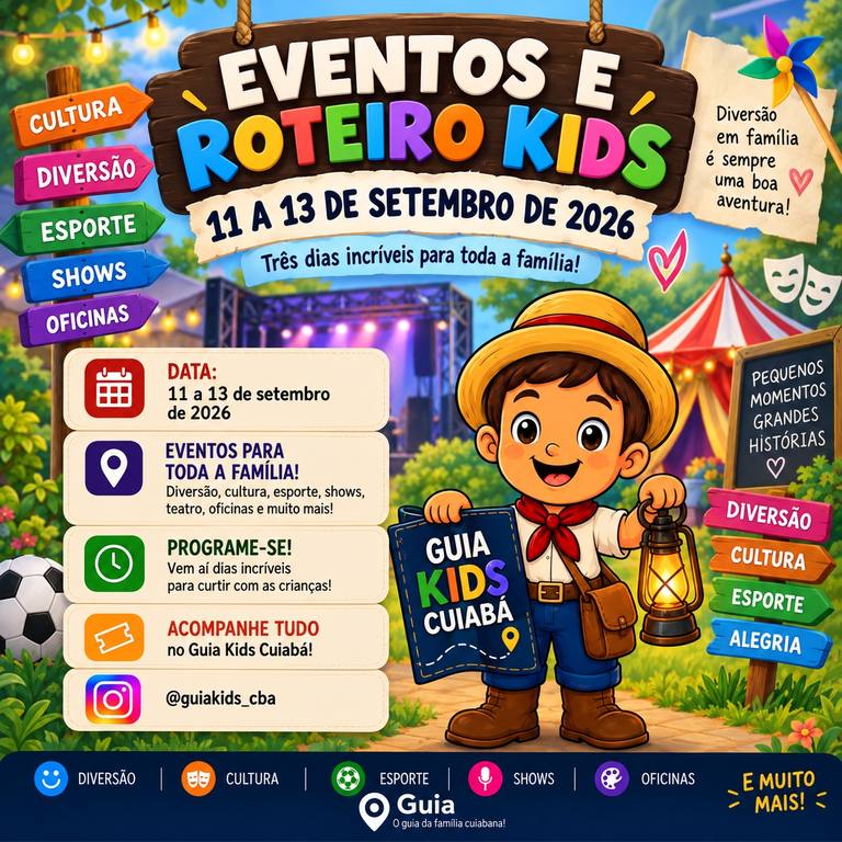 O que fazer com as crianças em Cuiabá? Confira a programação de 11 a 13 de setembro